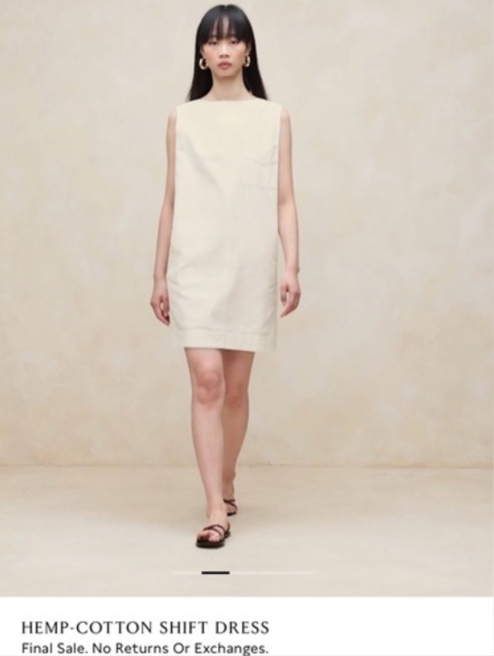 Banana Republic Ivory Hemp-Cotton Shift Dress Sleeveless - Picture 3 of 16